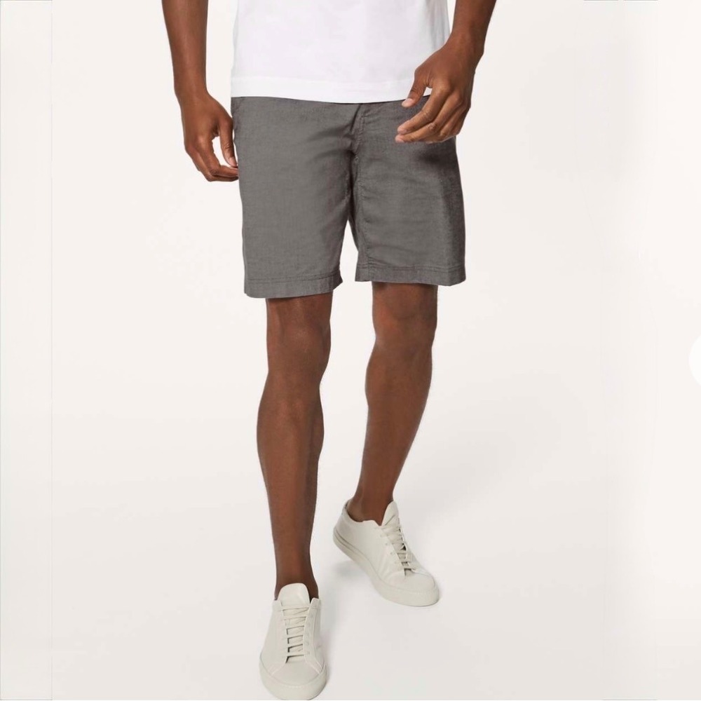 Lululemon Commission Short Qwick Oxford 9" 38 Dark Ash Gray Chino Summer Golf